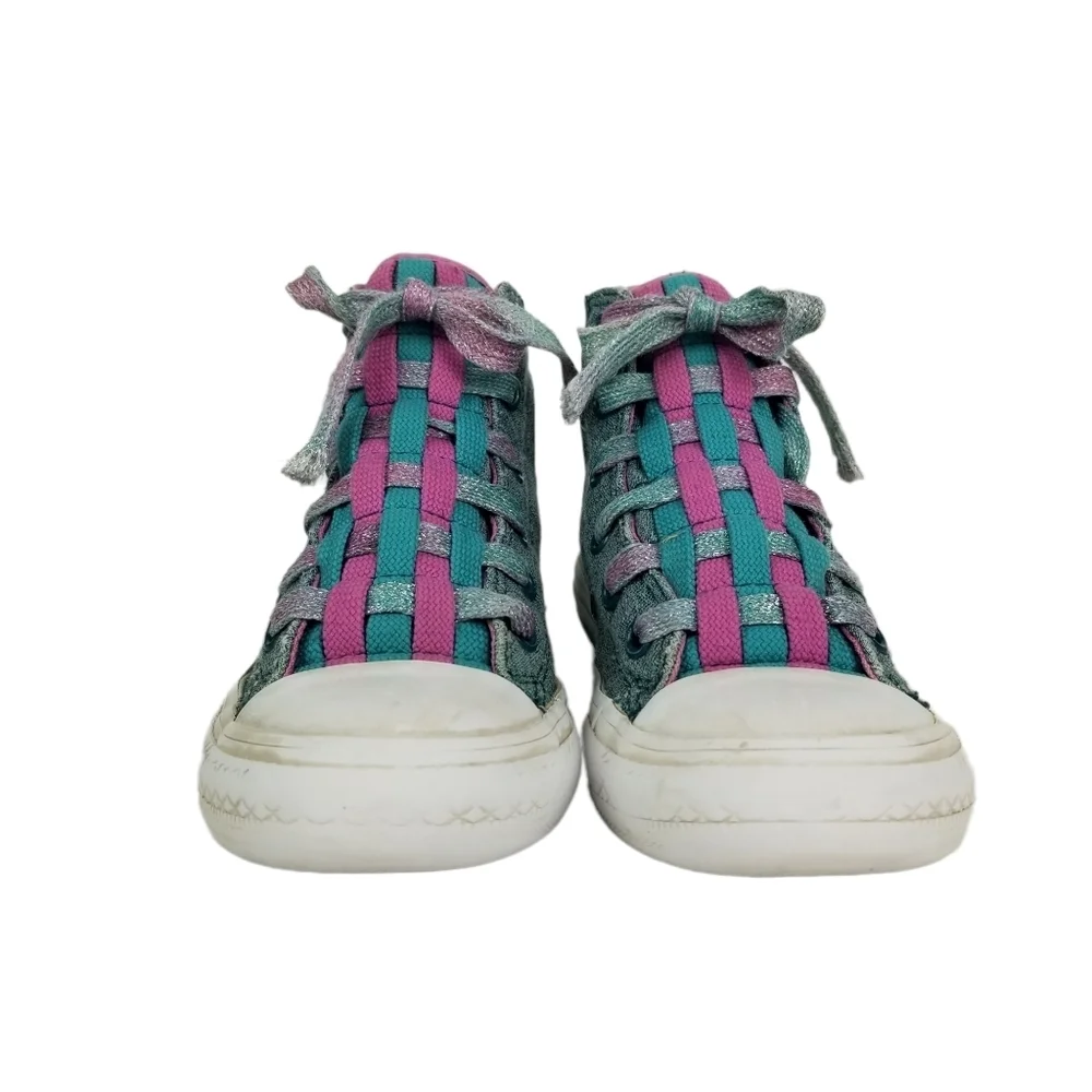 Converse Denim Look with Teal and Purple High Top Sneakers Size 12 Toddler 12